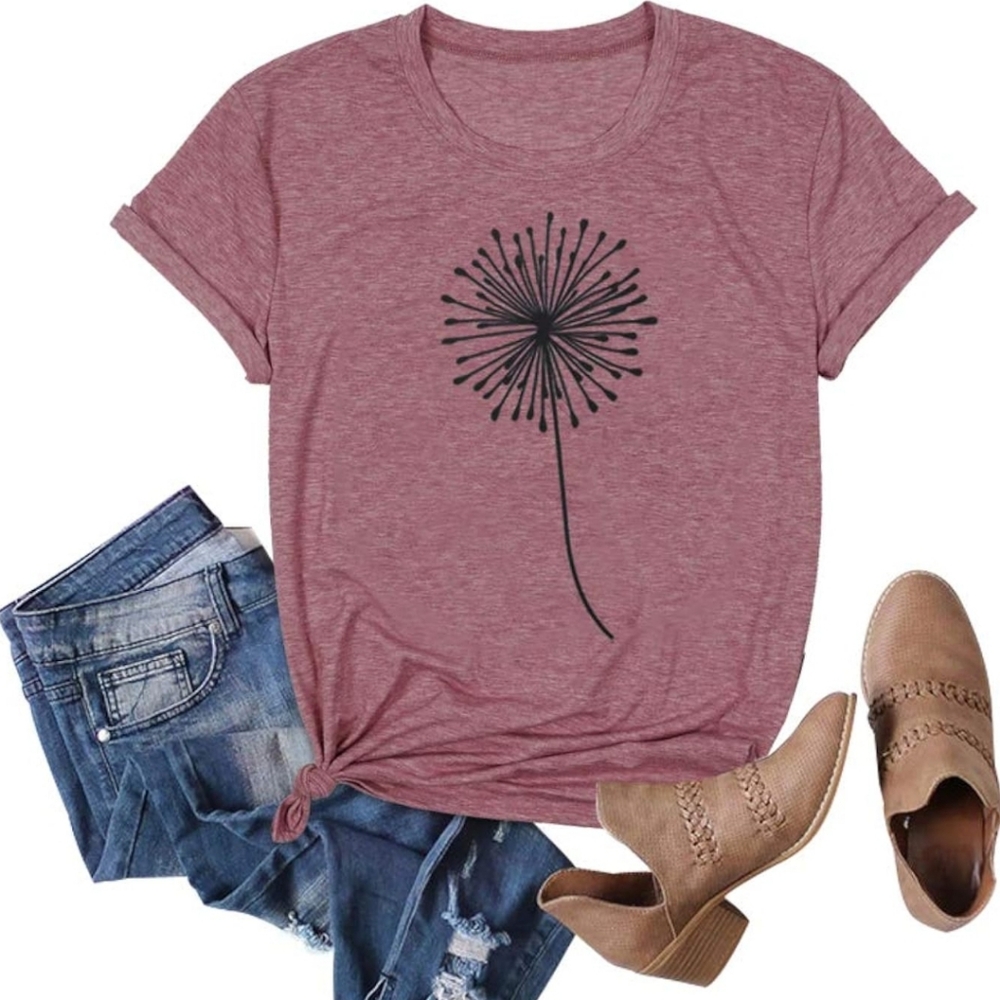 🛍️5/$20🛍️ Dandelion Pattern Short Sleeve T-Shirt Pink Large
